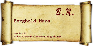 Berghold Mara névjegykártya